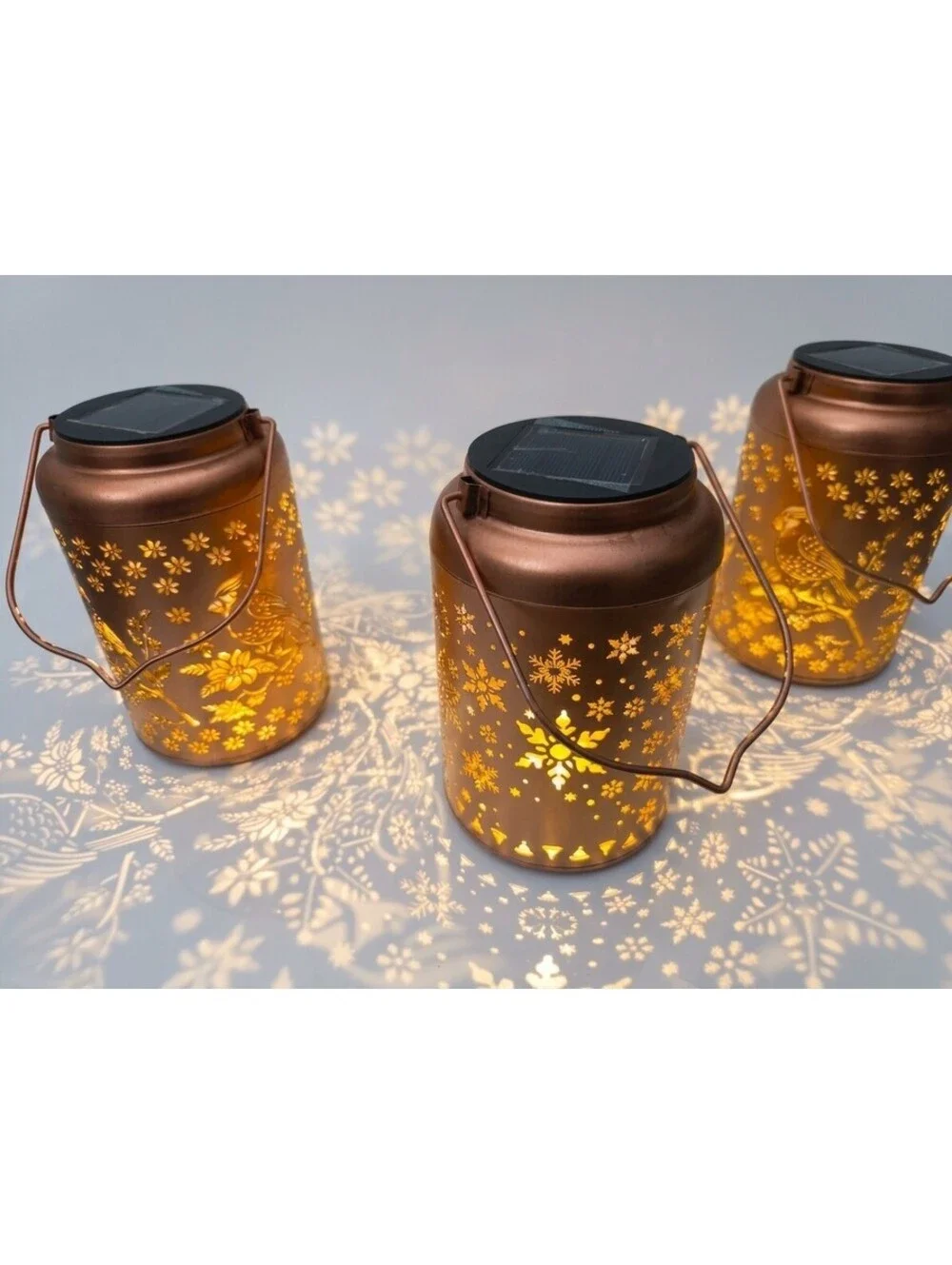 Set Of 3 Solar Powered Garden Lanterns